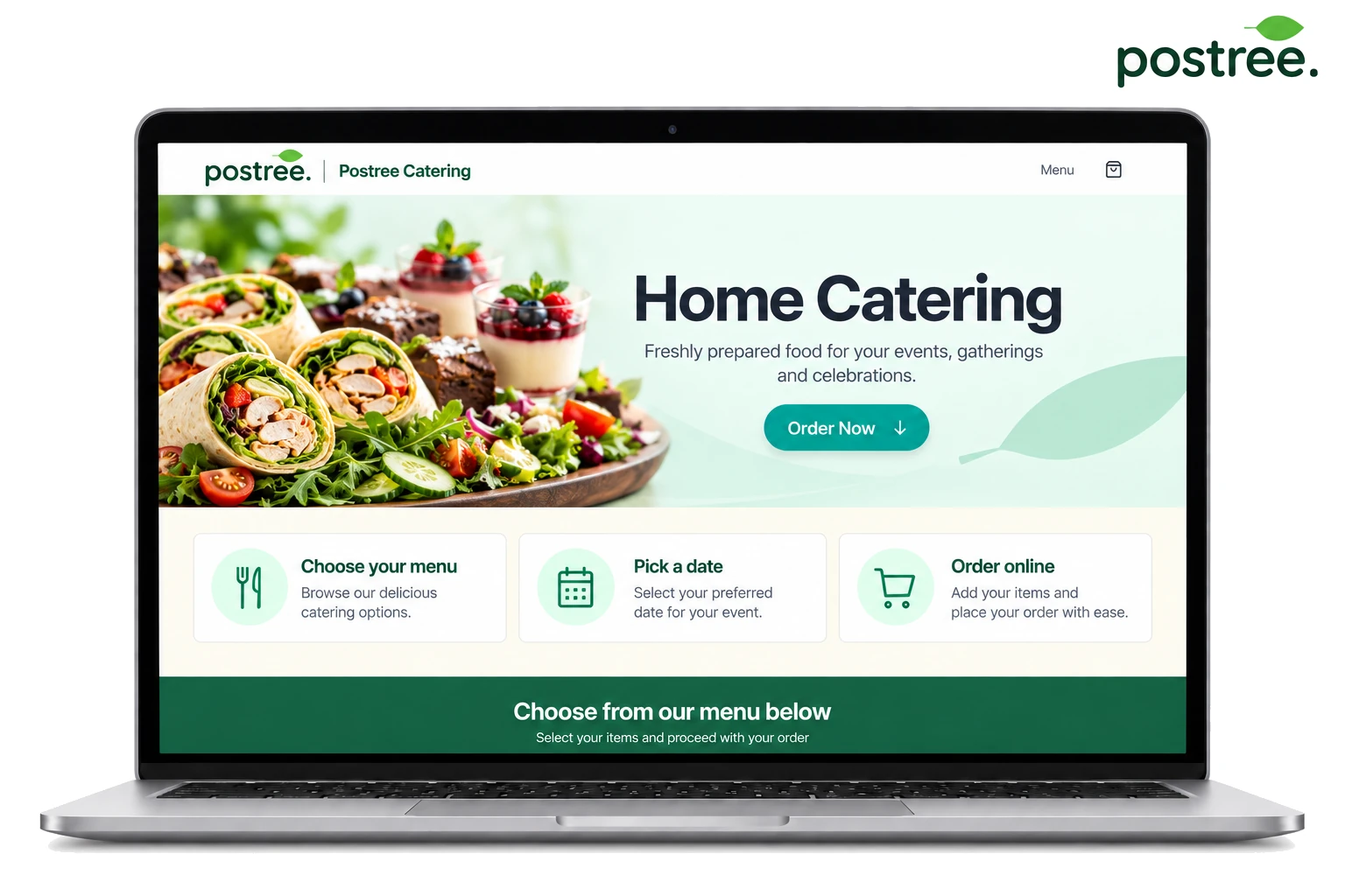 Branded home catering shop page