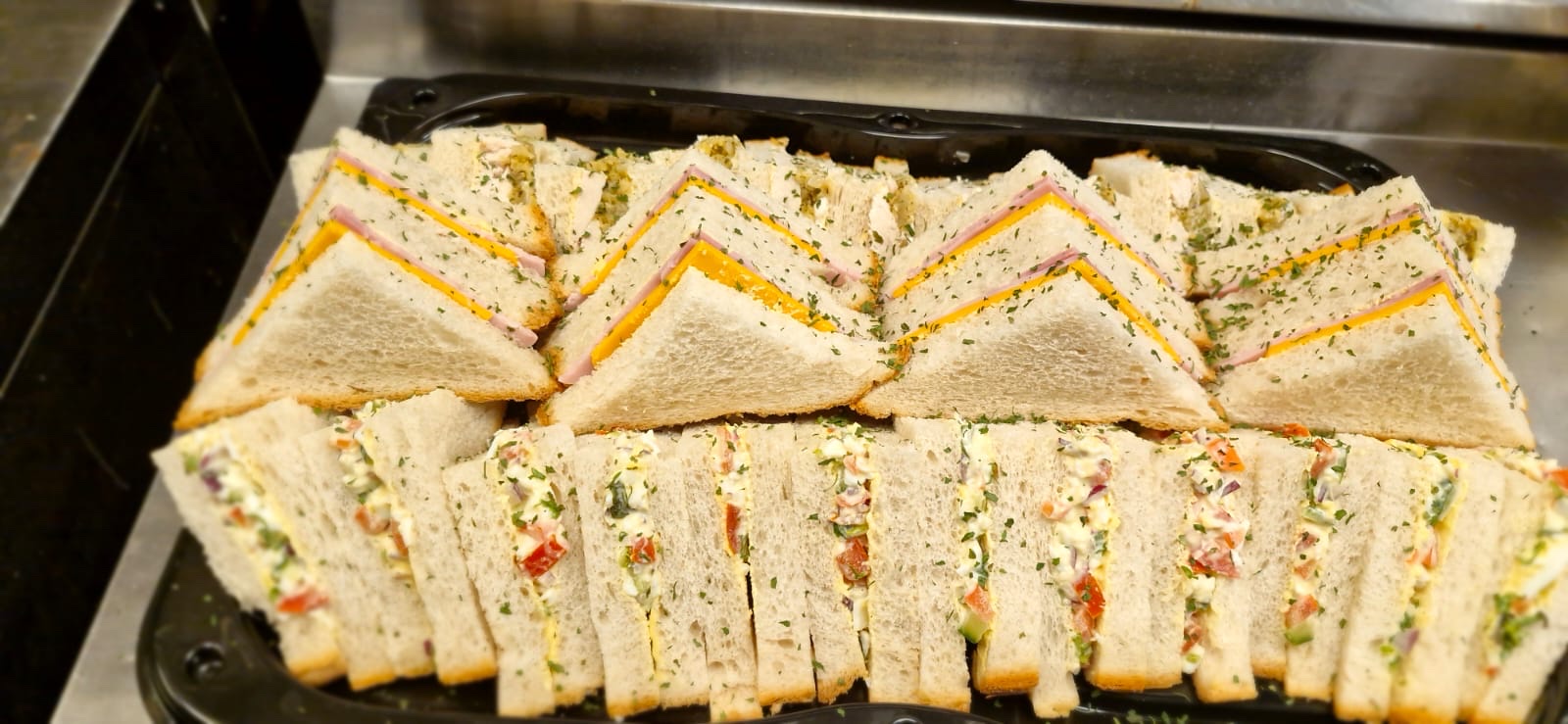 Freshly prepared sandwich platter for catering