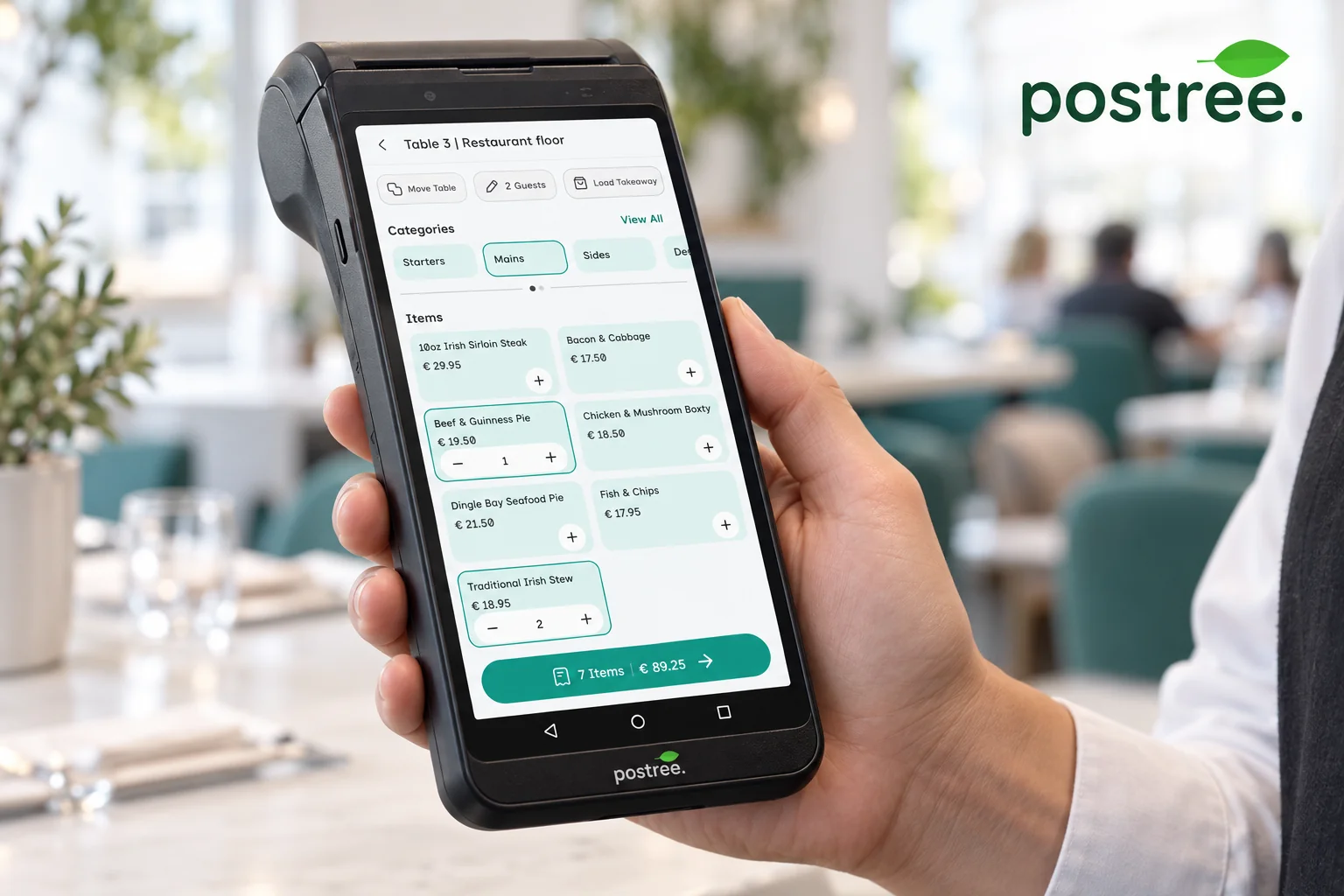 Postree OrderPad handheld device for tableside ordering