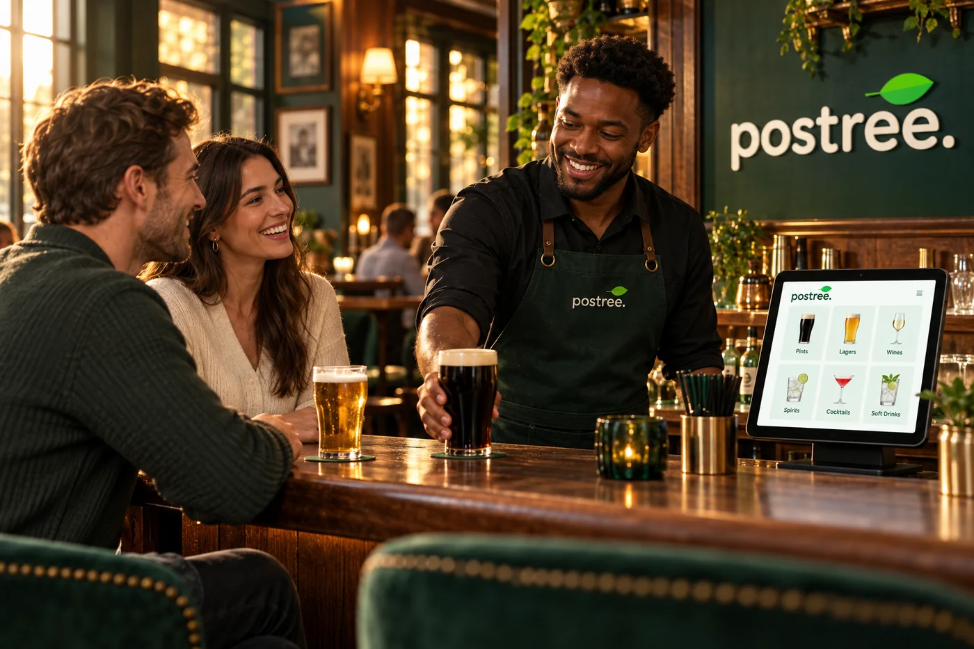 Bar staff pouring drinks for guests at a lounge bar