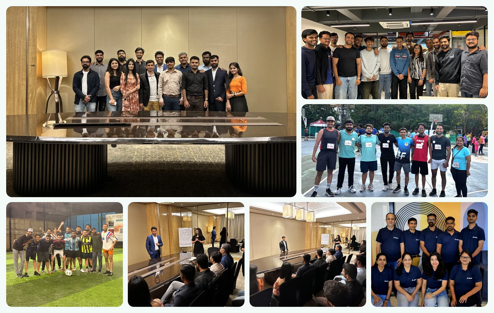 The Postree team at work, at a company run, a five-a-side match and a team offsite