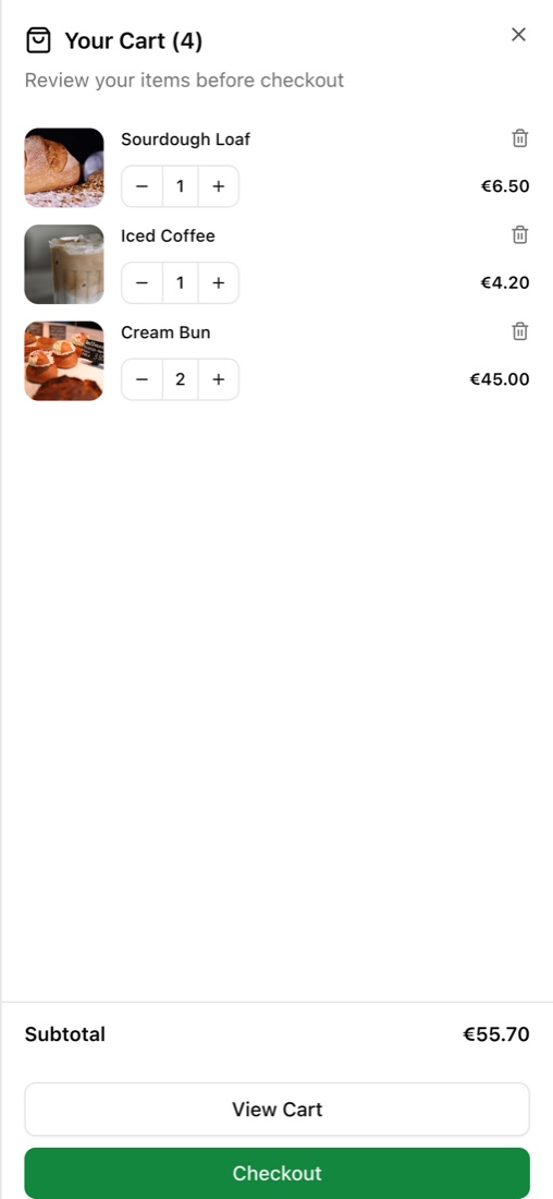 Reviewing the basket on a phone