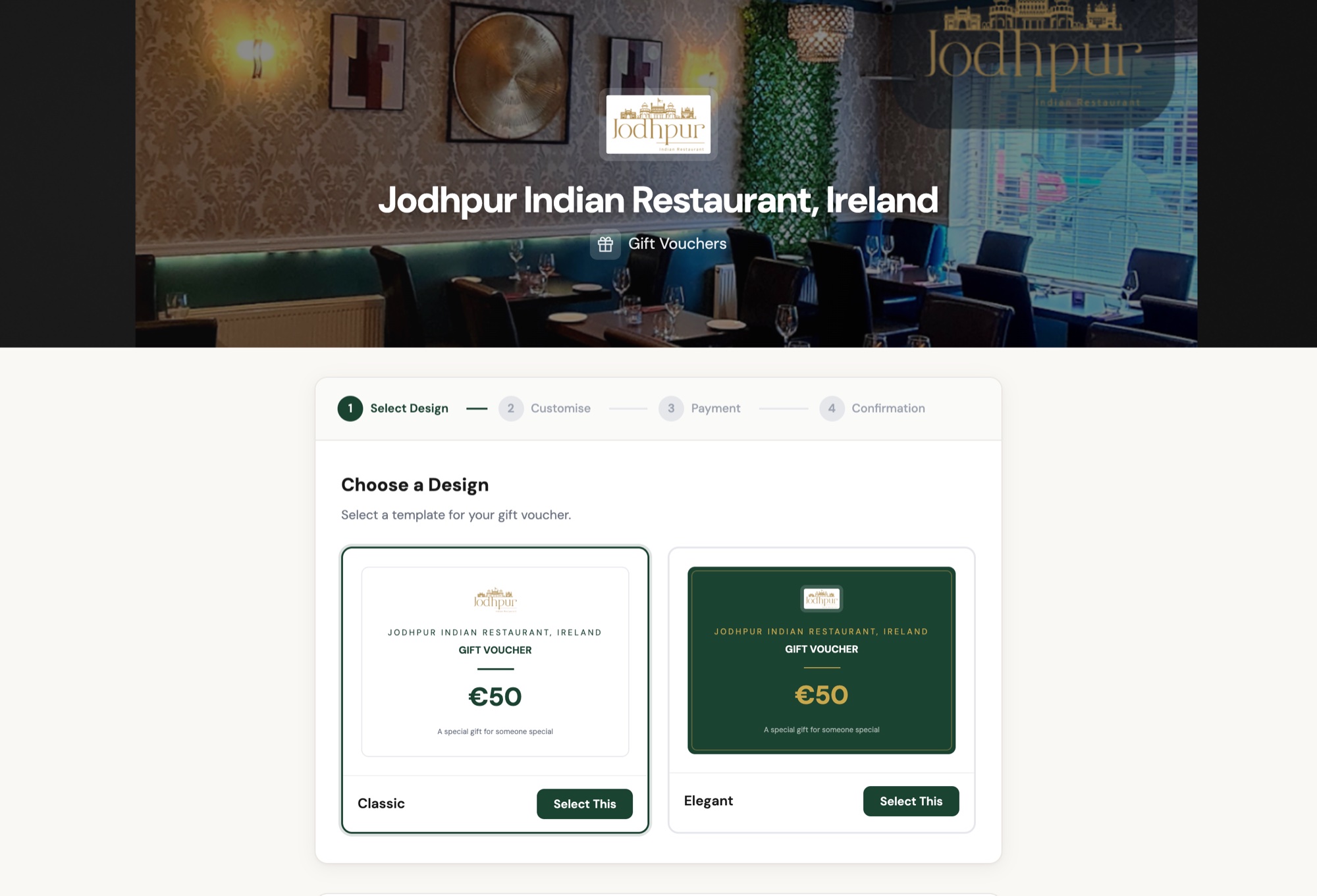 Choosing a branded gift voucher design